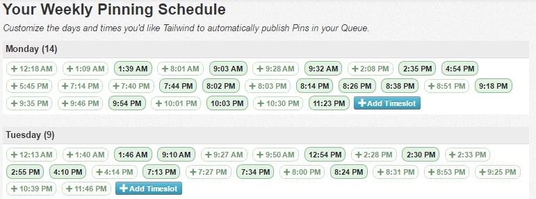 tailwind suggested pin times