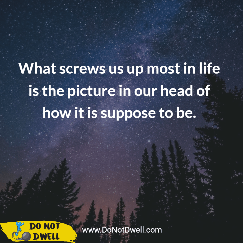 What screws us up the most in life is the picture in our heads of how it is suppose to be