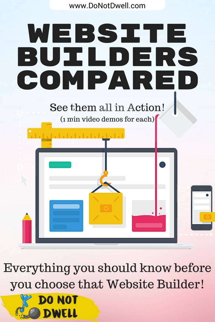 The Website Builders comparison chart includes videos of each builder in action, example sites, and features & pricing laid out side by side. 1 vs 1 comparisons are easy with the drag & drop compare table.
